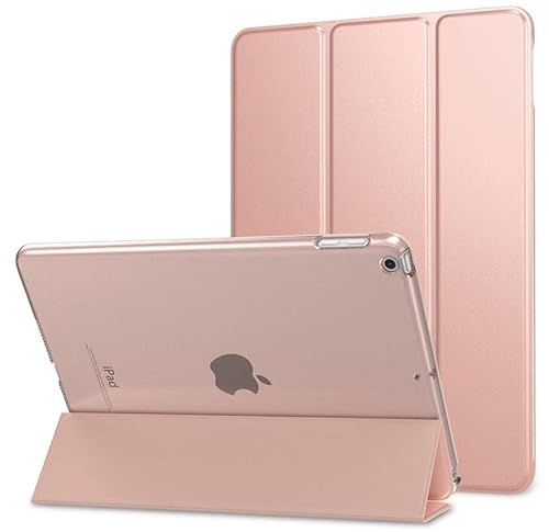 FroShop Hülle für Apple iPad 10.2 Zoll 2021 9th / 2020 8th / 2019 7th Gen, Dreifach Falt Klapp Schutzhülle Case, Ultra Dünn Leicht Smart Cover mit Translucent Frosted Rückseite (Rose Gold) von FroShop