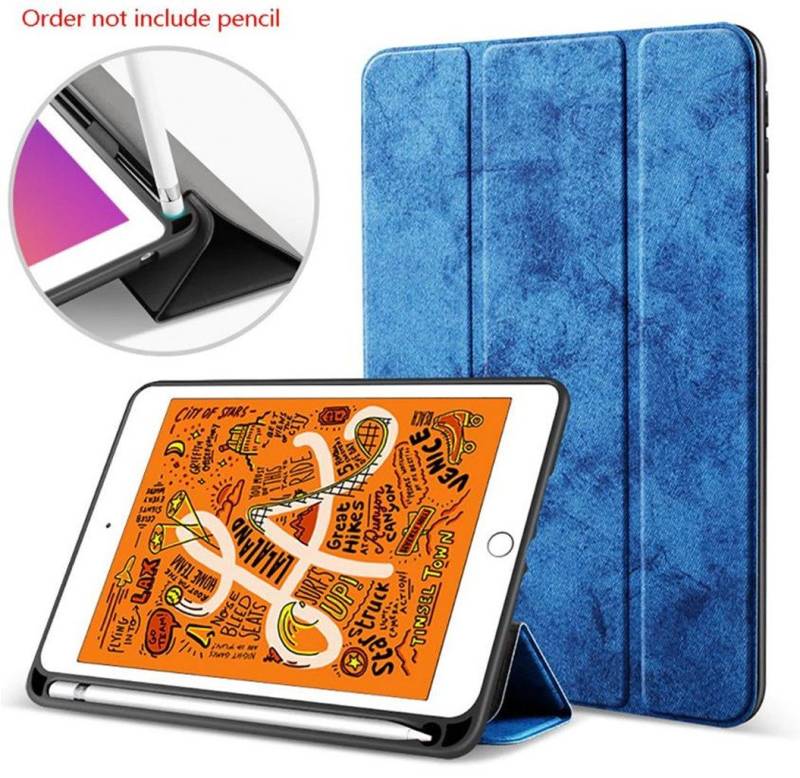 Kevin Frotscher (FroShop) Tablet-Hülle Schutzhülle für Apple iPad 11" 11 Generation 2025 / iPad 10.9" 10 Gen. & für Apple iPad 10.9" 10. Generation 2022 Wake Up / Sleep Funktion, Hülle Etui Smart Cover Tasche - Farbe BLAU MARMOR inkl. STIFTHALTER von Kevin Frotscher (FroShop)