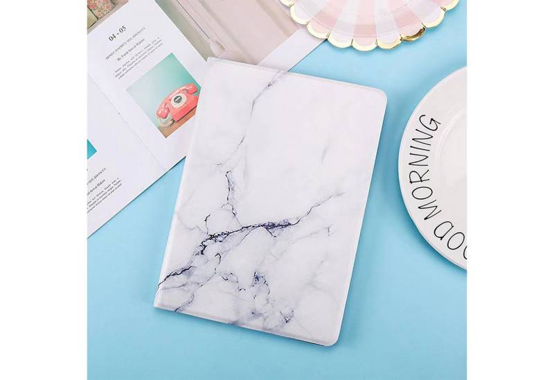 Kevin Frotscher (FroShop) Tablet-Hülle Schutzhülle für Samsung Galaxy Tab A8 10.5" (2021) Etui Case Tasche, Smart Cover SM-X200/ SM-X205/ SM-X207 - Farbe WEISS MARMOR von Kevin Frotscher (FroShop)