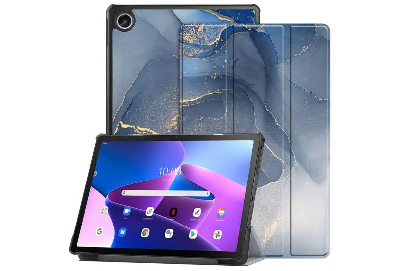 Kevin Frotscher (FroShop) Tablet-Hülle Schutzhülle für Samsung Galaxy Tab A9 Plus 11 2023 Wake Up / Sleep, Hülle Etui Smart Cover Tasche - Farbe DUNKELBLAU MARMOR von Kevin Frotscher (FroShop)