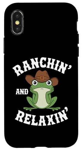 Niedlicher Frosch Ranchin Relaxing Cowboyhut Jungen Mädchen Kinder Hülle für iPhone X/XS von FrogAxis1