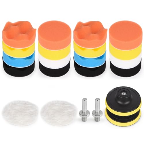 Frogetu Polierschwämme Auto 22 Stück Polierpads,Polieraufsatz Akkuschrauber,Polierschwamm,Polierset,Scheinwerfer Polierset,Auto Politur Set für Bohrmaschine,Schleifen,Wachsen von Frogetu