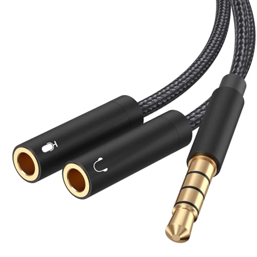 Froggen Kopfhörer Adapter Splitter, 3.5mm Stecker auf Doppel 3.5mm Klinkenstecker (Headset und Mikrofon) Y Splitter Kabel für Gaming Headset, PS4, Xbox One, Handy und Laptop von Froggen