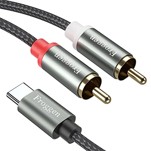 Froggen Typ C auf 2X RCA Audio Kabel, Typ-C-Stecker auf 2 Cinch-Stecker, USB-C-Stecker auf 2 Cinch-Stecker Stereo Audio Konverter Y-Splitter-Kabel kompatibel für Huawei, Laptop, Verstärker usw. von Froggen