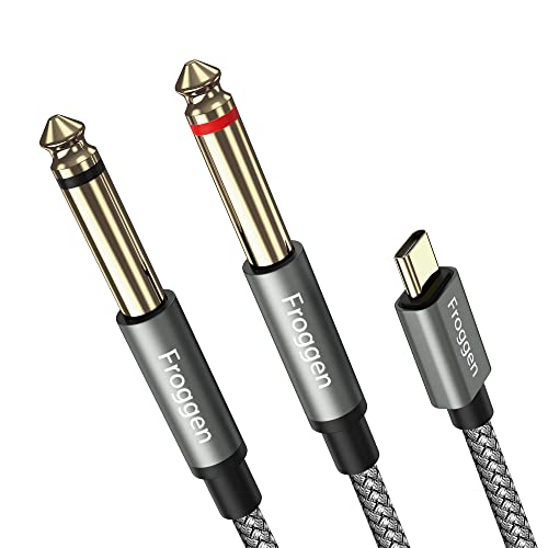 Froggen USB C auf 6.35mm Kabel Typ C auf Dual 6.35 mm 1/4 Zoll TS Audio Kabel AUX Y Splitter Kabel Typ C Stecker auf 1/4 Stecker Audio Kabel für iPhone iPad Verstärker, Lautsprecher von Froggen