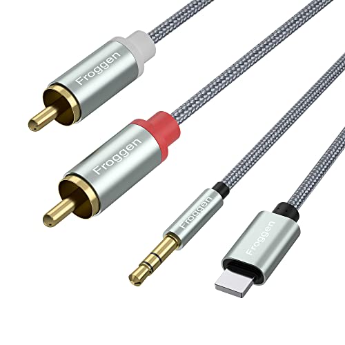 Lightning auf Cinch Kabel, Cinch auf Klinke Kabel Chinch Audiokabel, 3.5mm Klinke Stecker auf Zwei Cinch Stecker Nylon Ummantelung Vergoldeter Stecker, Kompatibel mit iPhone, für Lautsprecher usw von Froggen