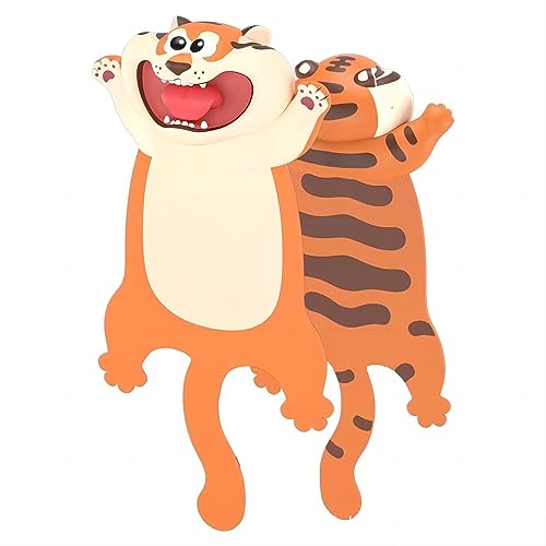 3D Tier Lesezeichen für Kinder – 4 Tiere Designs aus strapazierfähigem Kunststoff, Kreatives Lernspielzeug für Schule, Ostern & Bücherfans (Tiger) von Frohstadt