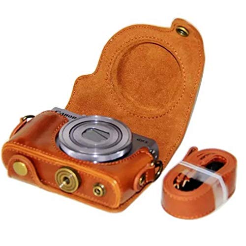 Frolahouse Retro PU Leder Kameratasche Ledertasche Schutztasche Schutzhülle Kamerahülle Gehäuse Taschen mit Schultergurt für Canon PowerShot G9 X Mark II. G9X MK2 G9X von Frolahouse