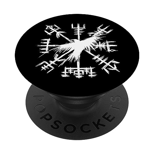Wikinger-Symbol - Vegvisir mit Rabe - Wikingerkompass PopSockets mit austauschbarem PopGrip von From Battle To Valhalla - The Viking Way