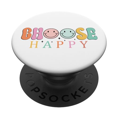 Choose Happy - Retro Inspirierende und motivierende Sprüche PopSockets mit austauschbarem PopGrip von From Dyzamora