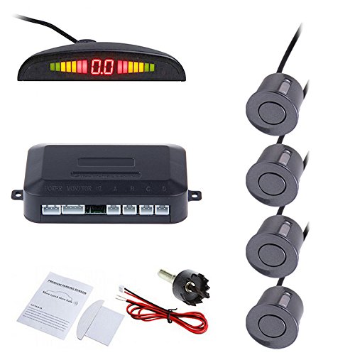 Tiemahun LED-Parksensoren Auto Fahrzeug Rückfahr-Radar-System, Sound-Warnung, wasserdicht, Frostschutz, 22 mm Durchmesser, Sensor, 2,3 m Kabel, X68D (grau) von Frostory