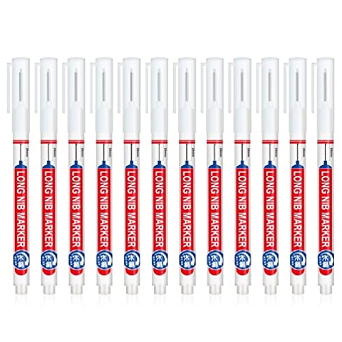 12 Stück 20 mm lange Spitze Marker Stifte Tiefe Reichweite Marker Lange Nase Fliesen Marker Stifte Ölbasis Tischler Marker für Möbel 12 x Ölbasierte Fliesen Marker Tieflochmarker Stifte von Frotox