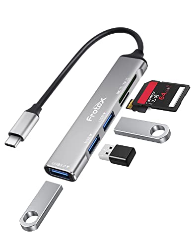 SD Kartenleser, 5 in 1 USB C Adapter mit SD/MicroSD Speicherkartenleser, 1 USB 3.0, 2 USB 2.0, Multiport USB C Kartenleser für SD, TF, SDXC, SDHC, MMC, Micro SDXC, Micro SD, Micro SDHC, UHS-I von Frotox
