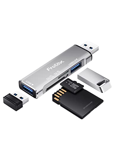 SD Kartenleser, Frotox 4 in 1 Adapter USB mit SD/Micro SD Kartenlesegerät, USB 3.0 & USB 2.0 Ports, Mini USB Card Reader für SD, MMC, Micro SD, TF, SDXC, SDHC, Micro SDHC, Micro SDXC usw von Frotox
