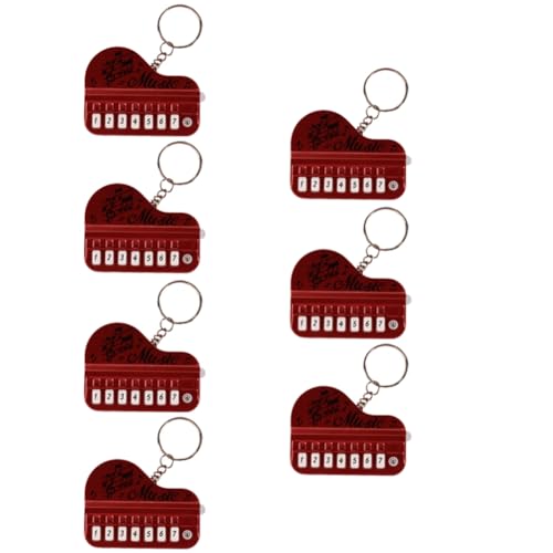 Frsoinor Metallic-Rot 7-Teiliges Mini-Handheld-Keyboard mit Elektronischem Schlüsselanhänger, Kann Kleines Klavier Spielen von Frsoinor