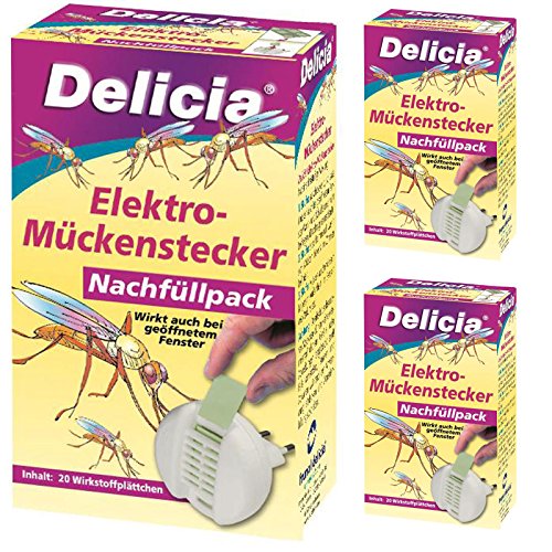 3 x 20 (60 Stk) Delicia Elektro-Mückenstecker Nachfüllpack von Frunol