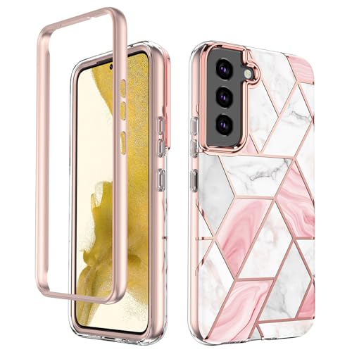 Galaxy S24 Ultra 5G Hülle, Marmor Schlanke Stilvolle Glänzende Schutzhülle für Handy, 360-Grad-Schutz, Frauen Mädchen modische Designs Robuste Hülle Hülle für Samsung Galaxy S24 Ultra - Pink von Frusde