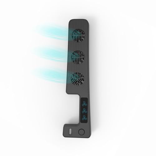 PS5 Slim Lüfter, PS5 Slim Konsolenzubehör Kühler mit USB-Anschluss und 3 einstellbaren leisen 9500-Gang-Lüftern, cooles LED-Licht für PS5 Slim Digital/Disc Edition System - Weiß von Frusde