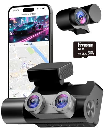 Frvesroe 3-Kanal Dashcam Auto, 4K UHD Vorne 170° + Full HD Hinten 140° + Innenraum 140°, Dash cam mit 24h Parküberwachung, WiFi 6 & GPS, HDR/WDR Nachtsicht, 64GB, Doppellinsen-Design, 3 Zoll IPS (V1) Frvesroe 3-Kanal Dashcam Auto, 4K UHD Vorne 170° + Full HD Hinten 140° + Innenraum 140°, Dash cam mit 24h Parküberwachung, WiFi 6 & GPS, HDR/WDR Nachtsicht, 64GB, Doppellinsen-Design, 3 Zoll IPS (V1) von Frvesroe