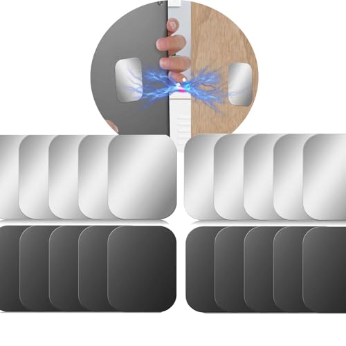 Frypay 20 Stück Metallplättchen Selbstklebend Set, 50mm magnetplatte selbstklebend für Magnete Edelstahl Metallscheiben, Schwarz und Silber (Rechteckig) von Frypay
