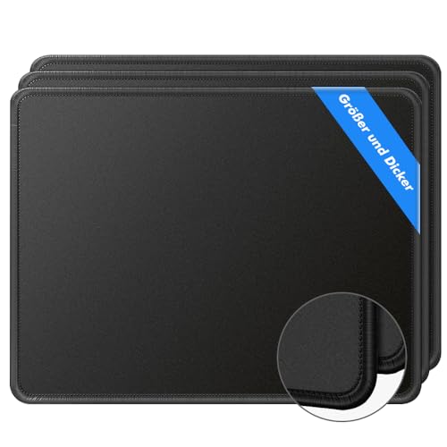 Mauspad 3 Stück, 215x275mm Mauspad Groß, Mauspad Gaming, Mit Vernähte Kanten, 3mm Dick Mousepad mit Anti Rutsch Gummiboden, Mouse Pad für Computer, Laptop und PC (Schwarz) von Fryvokca