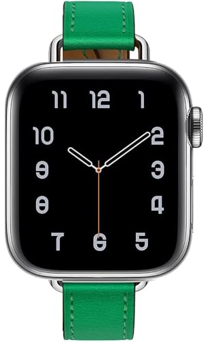 Fsavlroy Slim Lederarmband,Kompatibel mit Apple Watch 38mm 40mm 41mm 42mm(Series 10) Armband,Leder Damen Ersatzband für iWatch Series Ultra 2/Ultra 10/9/8/7/6/5/4/3/2/1,SE - Bambou von Fsavlroy