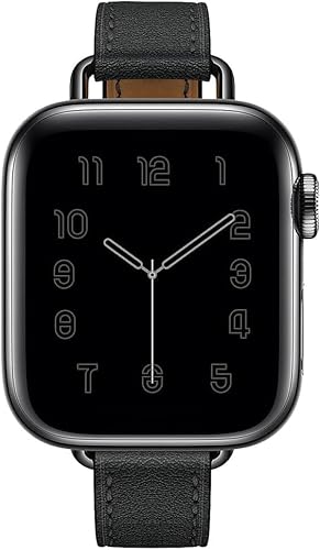 Fsavlroy Slim Lederarmband,Kompatibel mit Apple Watch 38mm 40mm 41mm 42mm(Series 10) Armband,Leder Damen Ersatzband für iWatch Series Ultra 2/Ultra 10/9/8/7/6/5/4/3/2/1,SE - Schwarz Fsavlroy Slim Lederarmband,Kompatibel mit Apple Watch 38mm 40mm 41mm 42mm(Series 10) Armband,Leder Damen Ersatzband für iWatch Series Ultra 2/Ultra 10/9/8/7/6/5/4/3/2/1,SE - Schwarz von Fsavlroy