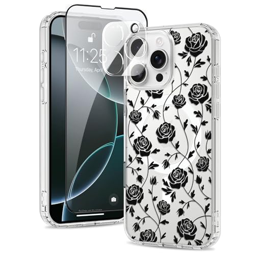 Fsoole Magnetische Schutzhülle für iPhone 16 Pro Max, kompatibel mit MagSafe, mit Bildschirm- und Kameraschutz, transparent, Rosenmuster, schlanke, stoßfeste Handyhülle für Damen und Mädchen Fsoole Magnetische Schutzhülle für iPhone 16 Pro Max, kompatibel mit MagSafe, mit Bildschirm- und Kameraschutz, transparent, Rosenmuster, schlanke, stoßfeste Handyhülle für Damen und Mädchen von Fsoole