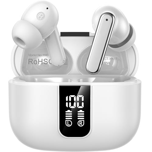 FuJiaXin Kabellose Ohrhörer, 2025 Bluetooth 5.3 Kopfhörer, In-Ear-Kopfhörer, HiFi-Stereo-Ohrhörer mit 4 ENC-Mikrofonen mit Geräuschunterdrückung, 40 Stunden Spielzeit, IP7 wasserdicht von FuJiaXin