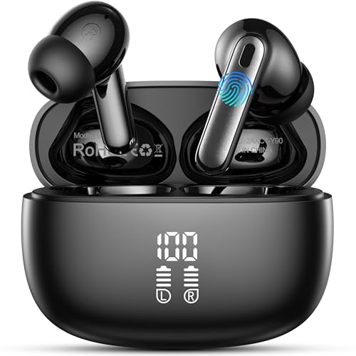Wireless Earbuds, Bluetooth 5.4 Kopfhörer in Ear mit HiFi Stereo Deep Bass, 4 ENC Noise Cancelling Mic Wireless Earphones 48H Spielzeit, Bluetooth Earbuds LED Display, IP7 Wasserdicht, Hellschwarz Wireless Earbuds, Bluetooth 5.4 Kopfhörer in Ear mit HiFi Stereo Deep Bass, 4 ENC Noise Cancelling Mic Wireless Earphones 48H Spielzeit, Bluetooth Earbuds LED Display, IP7 Wasserdicht, Hellschwarz von FuJiaXin
