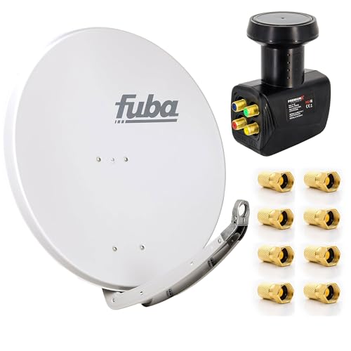 Digital Sat-Anlage Fuba DAA 850 G Satellitenschüssel Grau 85x85cm + PremiumX Quad LNB für 4 Teilnehmer + 8 F-Stecker - Komplett Set HDTV Full HD 4K tauglich + 8X F-Stecker Digital Sat-Anlage Fuba DAA 850 G Satellitenschüssel Grau 85x85cm + PremiumX Quad LNB für 4 Teilnehmer + 8 F-Stecker - Komplett Set HDTV Full HD 4K tauglich + 8X F-Stecker von Fuba