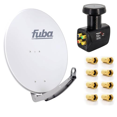 Fuba 4K SAT Anlage DAA 780 G Satellitenantenne ALU Grau Quad LNB inkl. 8X F-Stecker zum Direktanschluss von 4 Teilnehmer von Fuba