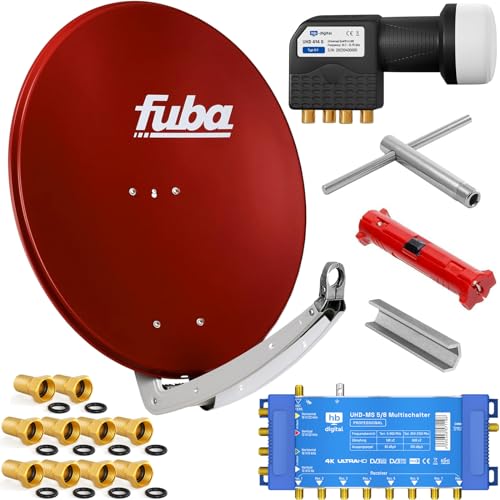 Fuba 8 Teilnehmer Digital SAT Anlage 78cm Schüssel DAA780R Ziegelrot + hb-digital UHD 414 S Quattro LNB 0,1dB HDTV 4K + UHD-MS 5/8 Multischalter + Aufdreh-Set + 24 vergoldete F-Stecker Gratis dazu Fuba 8 Teilnehmer Digital SAT Anlage 78cm Schüssel DAA780R Ziegelrot + hb-digital UHD 414 S Quattro LNB 0,1dB HDTV 4K + UHD-MS 5/8 Multischalter + Aufdreh-Set + 24 vergoldete F-Stecker Gratis dazu von Fuba