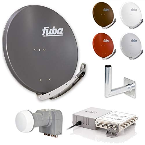Fuba 8 Teilnehmer Set - Sat Komplettanlage Fuba DAA 850 Alu Satellitenschüssel 85cm + DEK 407 Quattro LNB + FMG 508 Multischalter 8 Teilnehmer + Wandhalter, erweiterbar bis 48 TV (HDTV, UHD 4K/8K) von Fuba