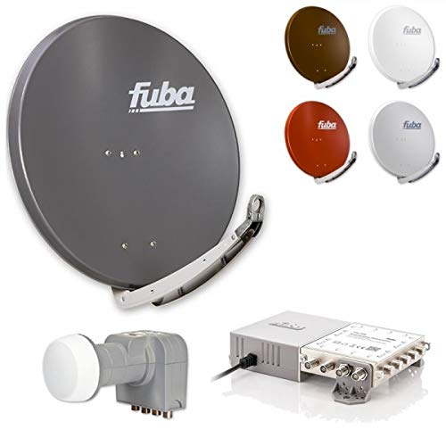 Fuba 8 Teilnehmer Set - Satelliten Komplettanlage DAA 850 Alu Satellitenschüssel 85cm + DEK 407 Quattro LNB + FMG 508 Multischalter 8 Teilnehmer, erweiterbar bis 48 Teilnehmer (HDTV, UHD 4K/8K) von Fuba