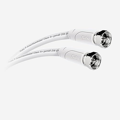Fuba AFS 200 Antennenkabel 2m weiß - 4-fach geschirmt 120dB - HDTV UHD 4K 8K - F-Anschlusskabel Koaxialkabel F-Stecker/F-Stecker (für DVB-S2-Receiver/TV-Geräte, Router, DAB+ Radios) von Fuba