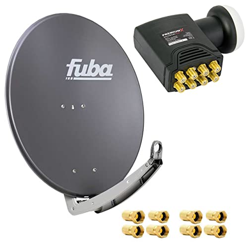 Fuba DAA 780 A Satellitenantenne Aluminium in Anthrazit HDTV 3D 4K Premium X Deluxe Octo LNB Sat von Fuba