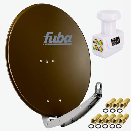 Fuba DAA 780 B 74x84cm Sat Schüssel Alu Braun PremiumX LNB Quad Direktanschluss von 4 Teilnehmern 8X F-Stecker von Fuba