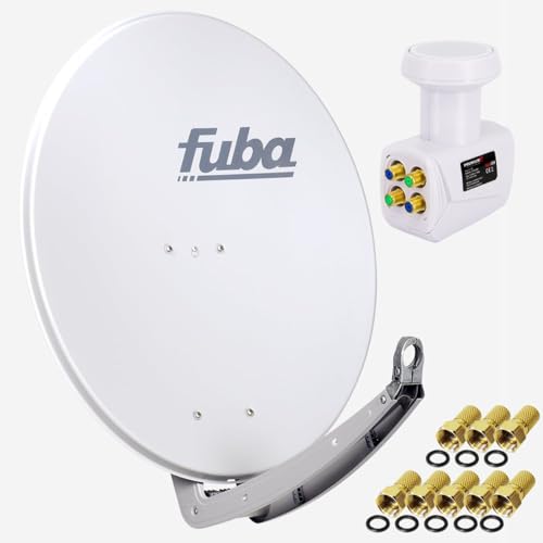 Fuba DAA 780 G 74x84cm Sat Schüssel Alu Grau PremiumX LNB Quad Direktanschluss von 4 Teilnehmer 8X F-Stecker von Fuba