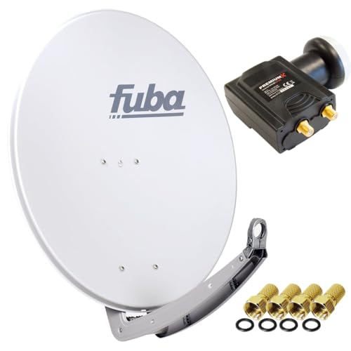 Fuba DAA 780 Satellitenantenne Aluminium in Grau HDTV 3D 4K Premium X Deluxe Twin LNB Sat von Fuba