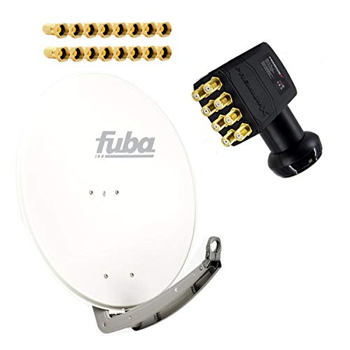 Fuba DAA 780 W Satellitenantenne 74x84cm ALU Weiß PremiumX Octo LNB SAT Direktanschluss von 8 Teilnehmern 16 F-Stecker von Fuba