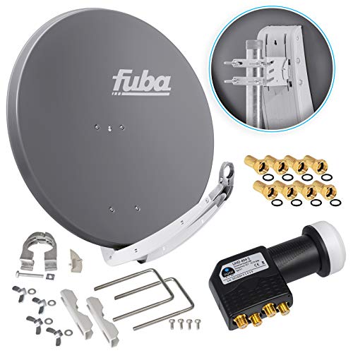 Fuba DAA 850 A 85cm Sat Schüssel Anthrazit Satellitenantenne Aluminium Reflektor + HB-DIGITAL UHD Quad LNB 4 Teilnehmer Direktanschluss schwarz 4K Utra HDTV Full HD 3D fähig + 8X F-Stecker vergoldet Fuba DAA 850 A 85cm Sat Schüssel Anthrazit Satellitenantenne Aluminium Reflektor + HB-DIGITAL UHD Quad LNB 4 Teilnehmer Direktanschluss schwarz 4K Utra HDTV Full HD 3D fähig + 8X F-Stecker vergoldet von Fuba