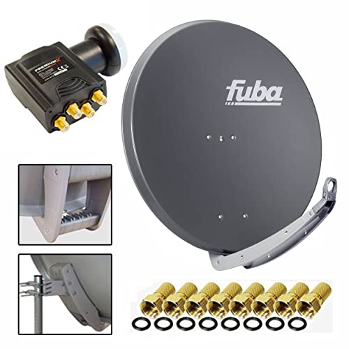 Fuba DAA 850 A Digital Sat Schüssel Anthrazit 85x85cm PremiumX Deluxe LNB Quad bis 4 Teilnehmer 8X F-Stecker von Fuba