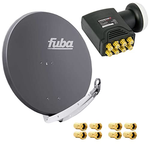 Fuba DAA 850 A Satanlage Set Aluminium Satellitenschüssel in Anthrazit HDTV 3D 4K Premium X Deluxe Octo LNB 1 Sat für 8 Teilnehmer von Fuba