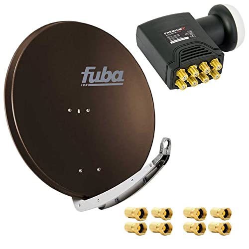 Fuba DAA 850 B Satanlage Set Aluminium Satellitenschüssel in Braun HDTV 3D 4K Premium X Deluxe Octo LNB 1 Sat für 8 Teilnehmer von Fuba