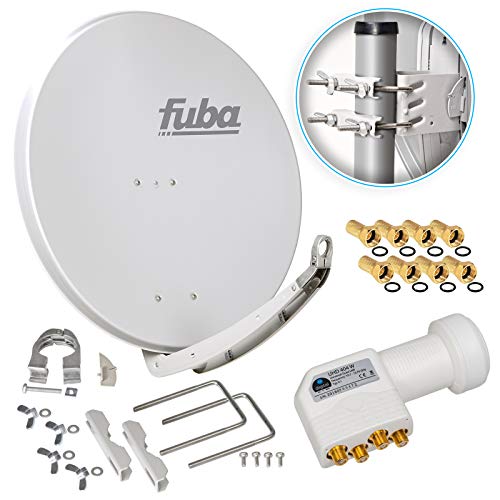 Fuba DAA 850 G 85cm Sat Schüssel Hellgrau Satellitenantenne Aluminium Reflektor + HB-DIGITAL UHD Quad LNB 4 Teilnehmer Direktanschluss weiß 4K Ultra HDTV Full HD 3D fähig + 8X F-Stecker vergoldet Fuba DAA 850 G 85cm Sat Schüssel Hellgrau Satellitenantenne Aluminium Reflektor + HB-DIGITAL UHD Quad LNB 4 Teilnehmer Direktanschluss weiß 4K Ultra HDTV Full HD 3D fähig + 8X F-Stecker vergoldet von Fuba