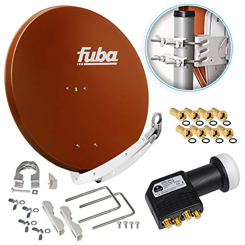 Fuba DAA 850 R 85cm Sat Schüssel Rot Satellitenantenne Aluminium Reflektor + HB-DIGITAL UHD Quad LNB 4 Teilnehmer Direktanschluss schwarz 4K Ultra HDTV Full HD 3D fähig + 8X F-Stecker vergoldet Fuba DAA 850 R 85cm Sat Schüssel Rot Satellitenantenne Aluminium Reflektor + HB-DIGITAL UHD Quad LNB 4 Teilnehmer Direktanschluss schwarz 4K Ultra HDTV Full HD 3D fähig + 8X F-Stecker vergoldet von Fuba