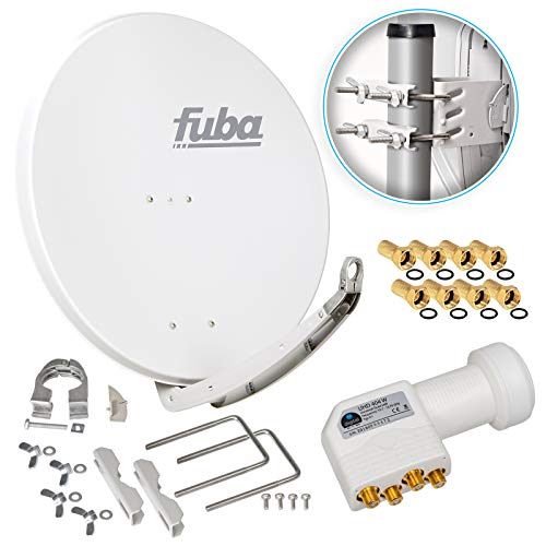 Fuba DAA 850 W 85cm Sat Schüssel Weiß Satellitenantenne Aluminium Reflektor + HB-DIGITAL UHD Quad LNB 4 Teilnehmer Direktanschluss weiß 4K Ultra HDTV Full HD 3D fähig + 8X F-Stecker vergoldet Fuba DAA 850 W 85cm Sat Schüssel Weiß Satellitenantenne Aluminium Reflektor + HB-DIGITAL UHD Quad LNB 4 Teilnehmer Direktanschluss weiß 4K Ultra HDTV Full HD 3D fähig + 8X F-Stecker vergoldet von Fuba