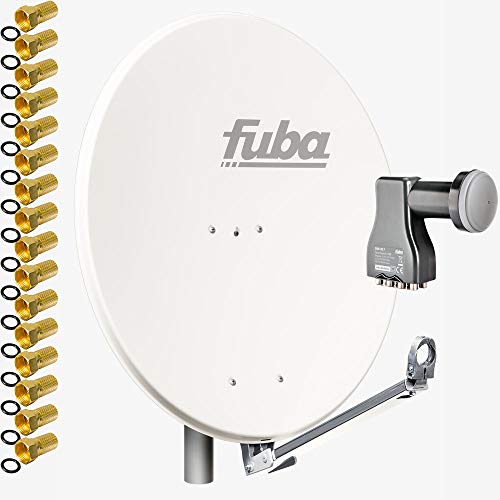 Fuba DAL 808 W + Octo LNB Sat Satelliten Anlage Schüssel DEK 817 8 Teilnehmer Alu Spiegel Weiß für 8 Teilnehmer HDTV 4K 3D kompatibel Aluminium von Fuba