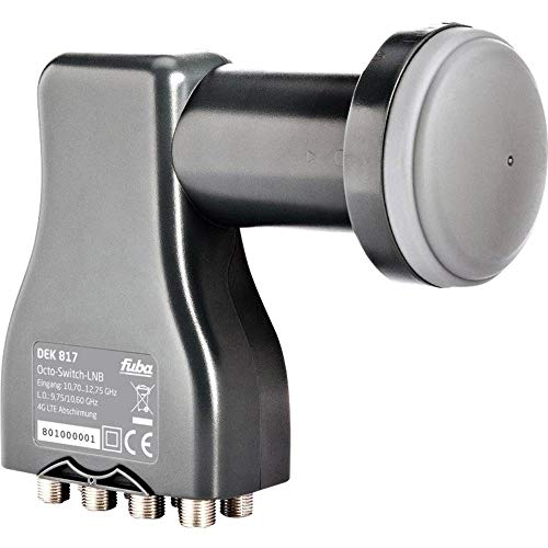 Fuba DEK 817 Octo LNB 8 Teilnehmer - Universal LNB 8fach mit LTE-Filter für acht Teilnehmer/Receiver/TV - HDTV- und UHD-(4K/8K) tauglich, optimierte Mobilfunkabschirmung - mit Wetterschutzgehäuse von Fuba